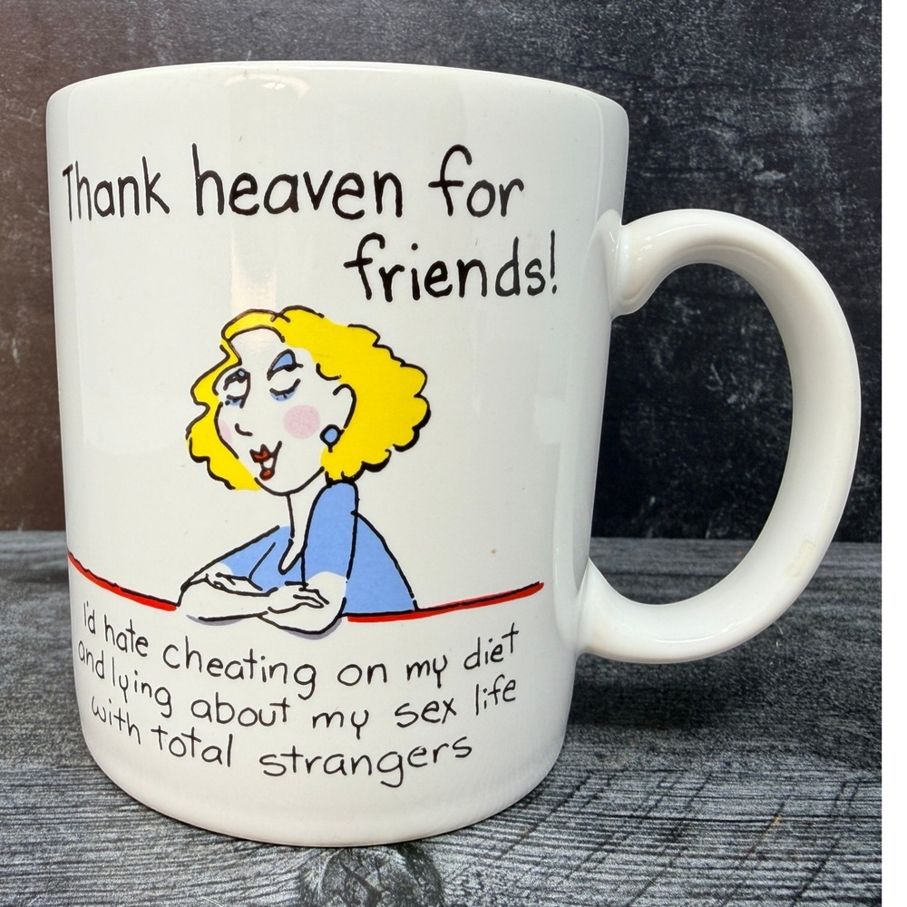 Hallmark Shoebox Greetings Coffee Mug 1987 Ceramic White Friends Humor 4in 1980s